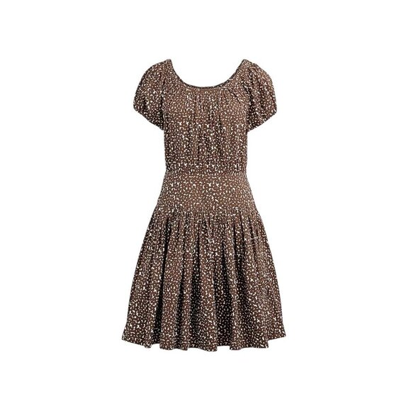 J. Crew Drop Waist Cotton Poplin Mini Dress in Mocha Floral - Picture 2 of 8